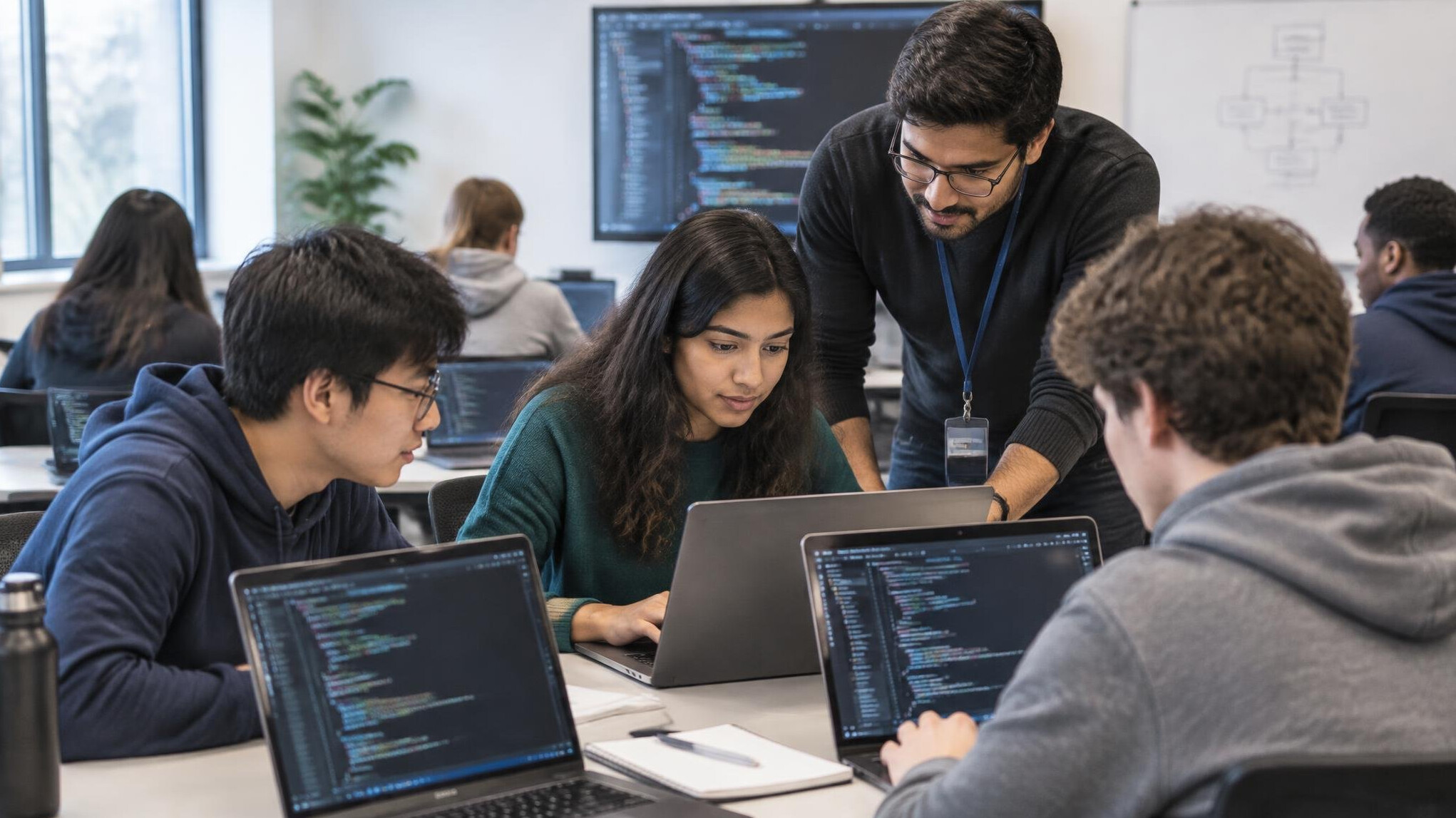 students in programming class